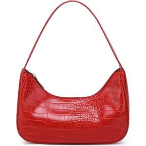 Women's Crocodile Red Imported Fashion Mini Clutch Underarm Hobo Mini Tote Bag